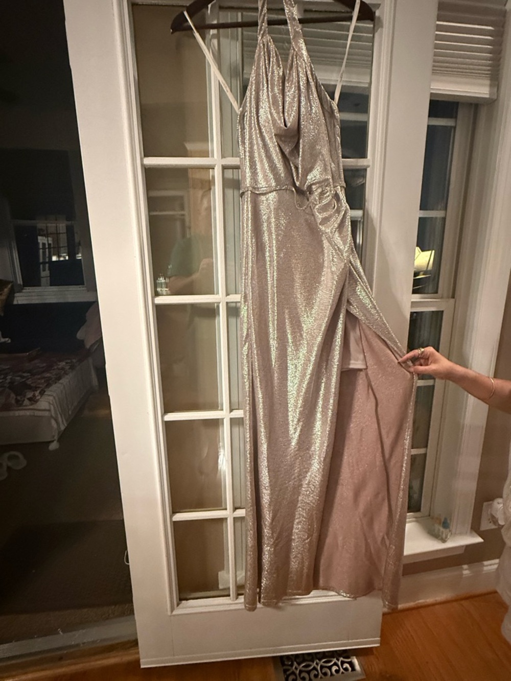 Signature Rose Gold Metallic Halter Dress